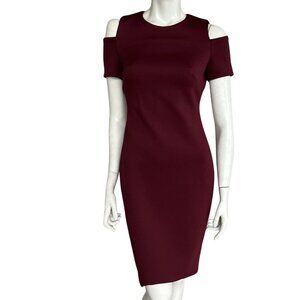 CALVIN KLEIN  Women's Cold Shoulder Knee Length Pencil Dress Sz: 20W  Red/Maroon